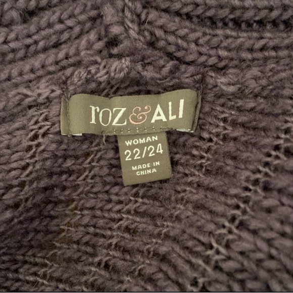 Roz & Ali Purple Crochet Wool Cocoon Cardigan Sweater Plus Size 22/24 - Picture 8 of 8